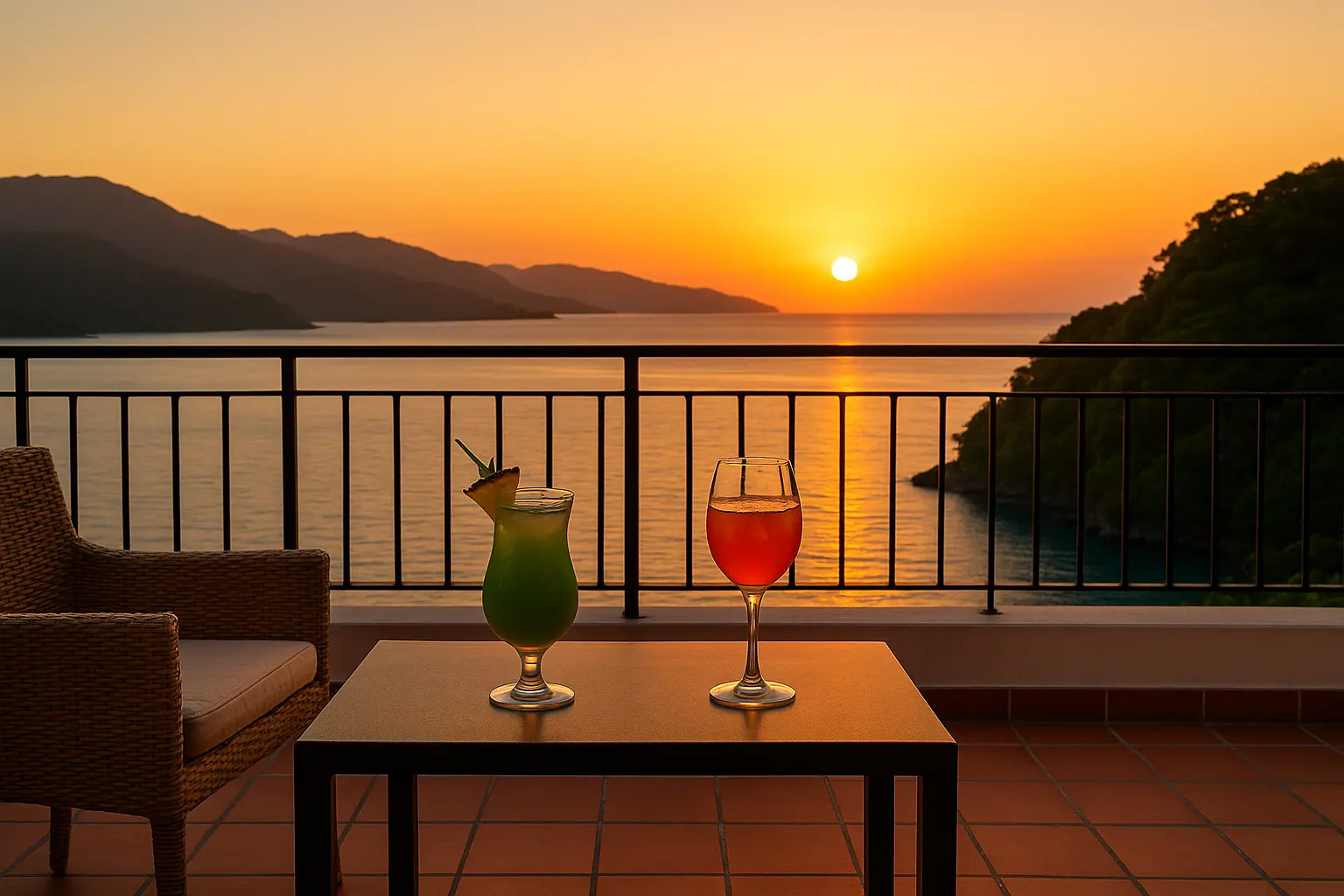 Romantic rooftop sunset at VivaViolas Guest House.