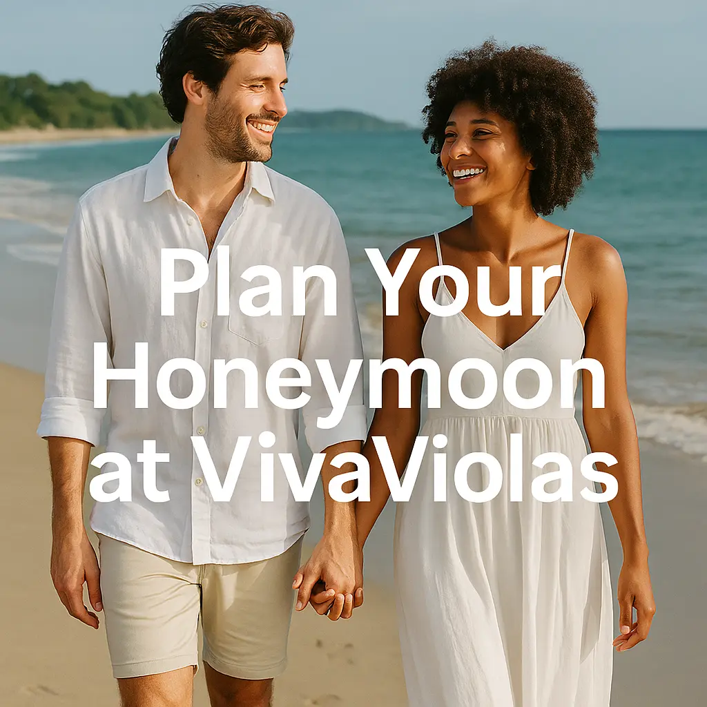 Honeymoon couple in Port Antonio planning their stay at VivaViolas.