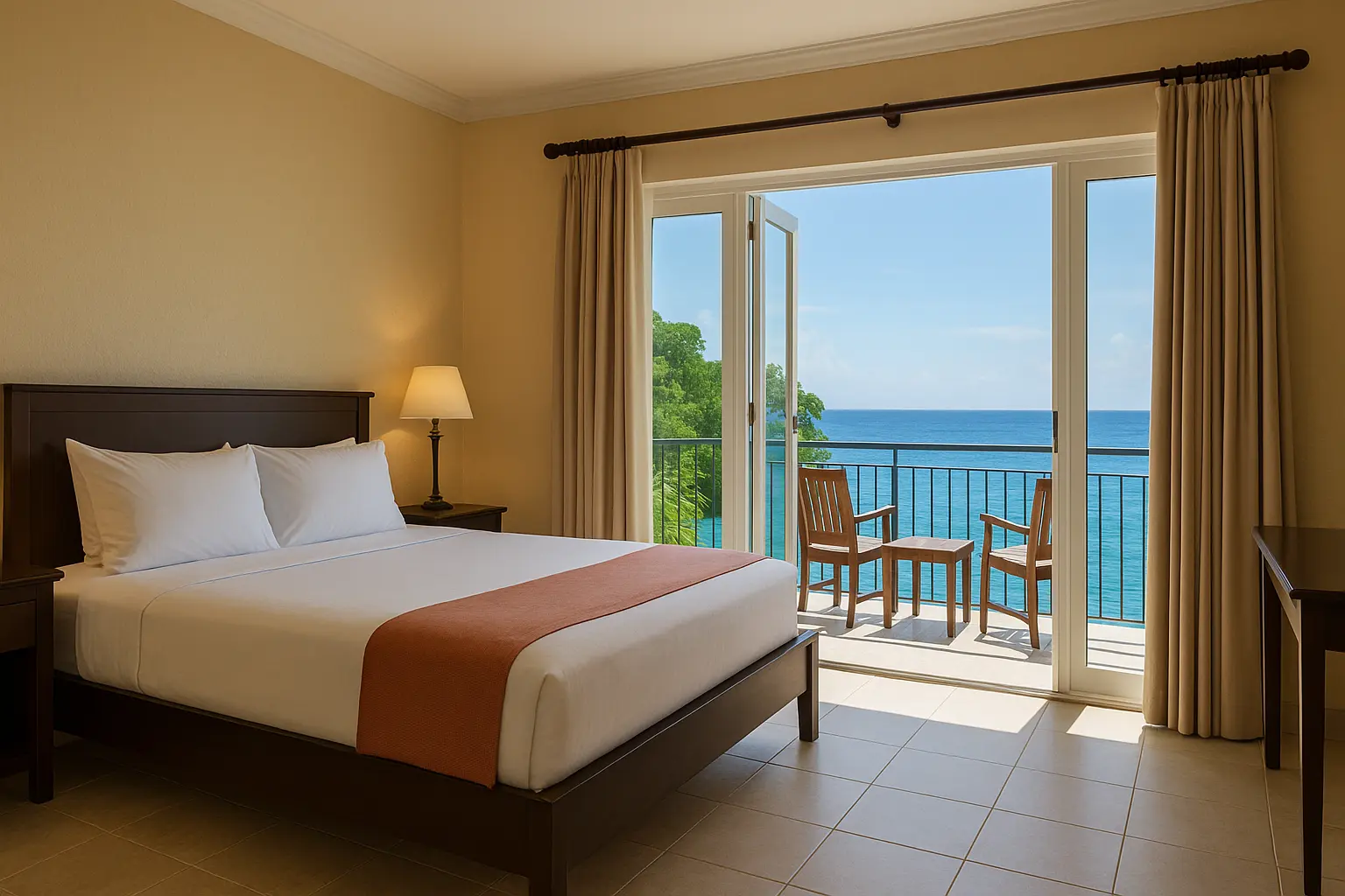 Ocean View 1 guest room at VivaViolas Guest House in Port Antonio Jamaica.