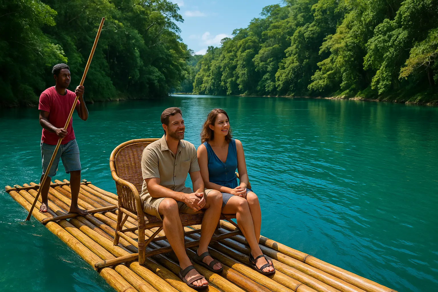 Bamboo rafting on the Rio Grande River in Portland Jamaica – eco adventure experience.