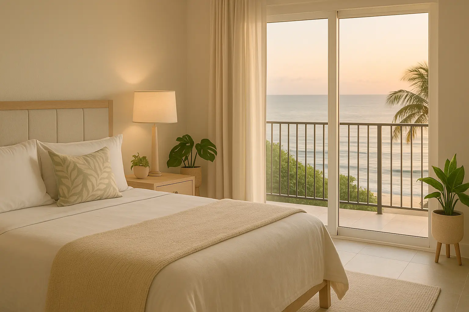 Ocean View Tranquility Room at Viva Violas in Port Antonio – calming décor and ocean view for relaxation