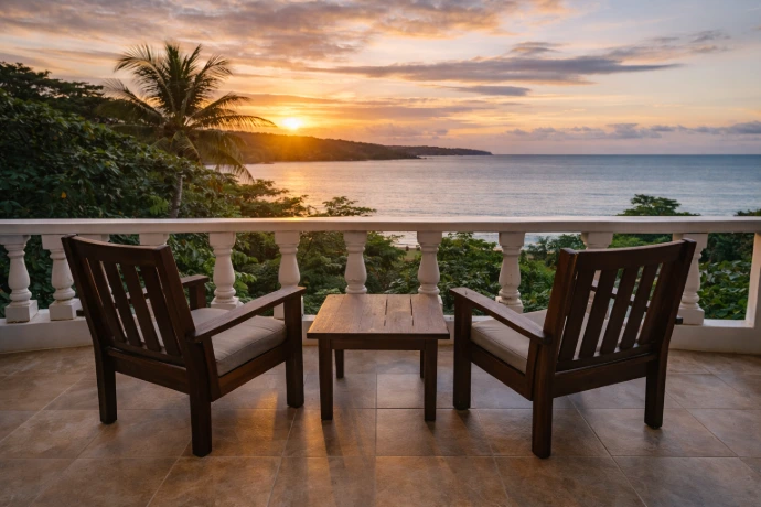Ocean-view balcony at VivaViolas for relaxing after cultural experiences